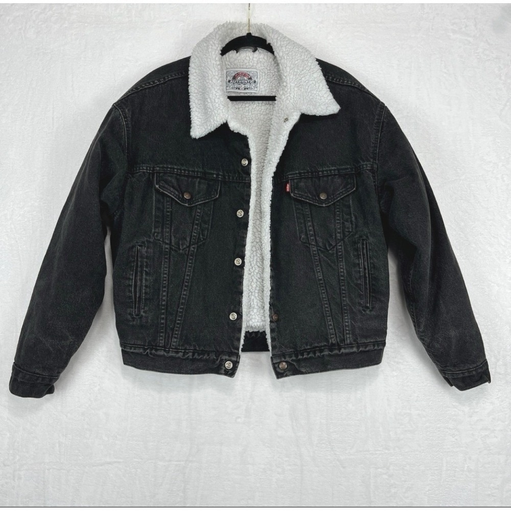 Vintage Levi's Sherpa Lined Jean Jacket Type 3 Mens M Black 90s USA Denim